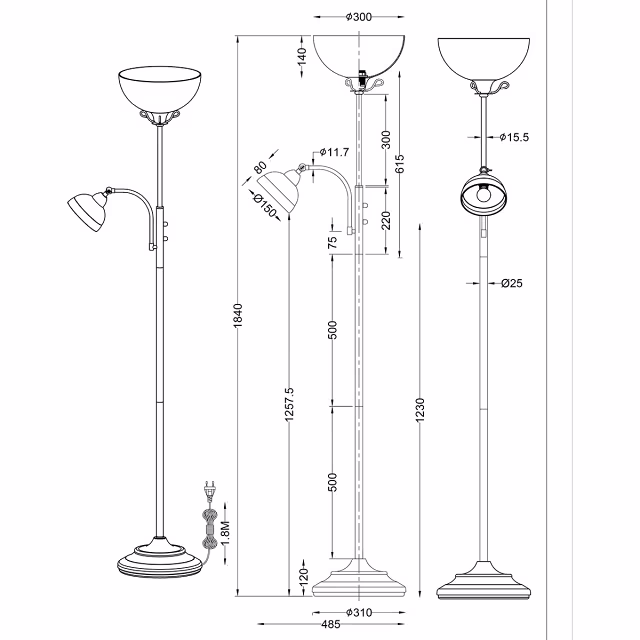 HLW LED LED Vloerlamp Trion City - Metalen 2-lichts vloerlamp met E27 & E14 fitting HLW LED LED Vloerlamp Trion City - Metalen 2-lichts vloerlamp met E27 & E14 fitting