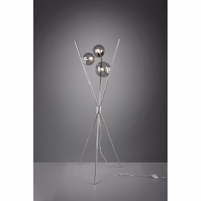 HLW LED LED Vloerlamp Trion Lancia - 3-lichts Mat Chroom Aluminium met E14 Fitting HLW LED LED Vloerlamp Trion Lancia - 3-lichts Mat Chroom Aluminium met E14 Fitting