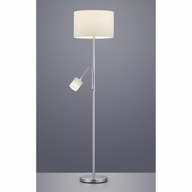 slanke mat witte LED vloerlamp met flexibele aluminium arm en E14 fitting voor warm wit licht slanke mat witte LED vloerlamp met flexibele aluminium arm en E14 fitting voor warm wit licht