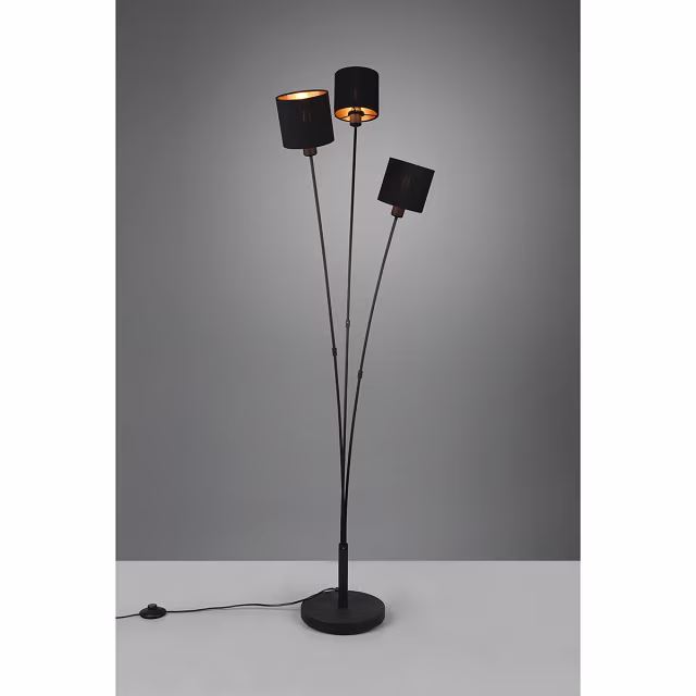 HLW LED LED Floor Lamp Trion Torry – 3-light, Matte Black & Gold Design, Max. 40W LED HLW LED LED Floor Lamp Trion Torry – 3-light, Matte Black & Gold Design, Max. 40W LED