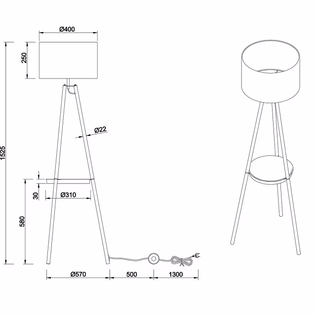 HLW LED LED Vloerlamp Trion Loet - Zwarte Metalen Vloerlamp met E27 Fitting en Taupe Lichtvenster