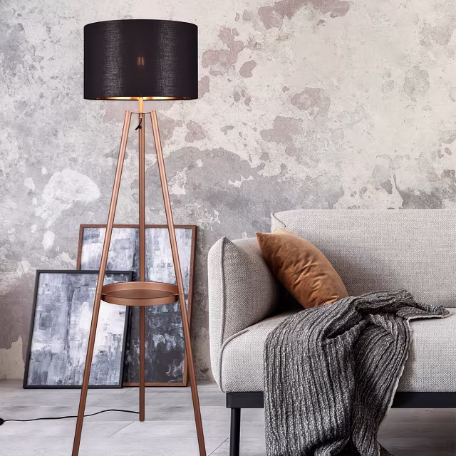 ronde metalen LED vloerlamp in coffee kleur met E27 fitting geschikt voor lampen tot 60W ronde metalen LED vloerlamp in coffee kleur met E27 fitting geschikt voor lampen tot 60W