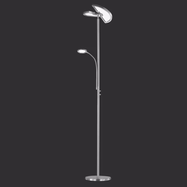 Ronde dimbare LED vloerlamp in mat chroom met 23W vermogen en 2340 lumen lichtopbrengst Ronde dimbare LED vloerlamp in mat chroom met 23W vermogen en 2340 lumen lichtopbrengst