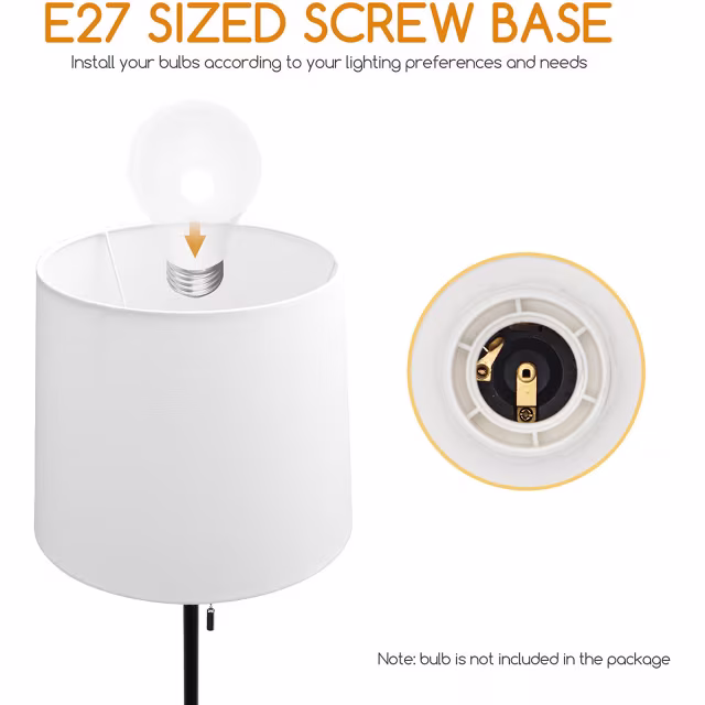 Zwarte en witte LED vloerlamp met ronde matzwarte aluminium kap en E27 fitting tot 60W Zwarte en witte LED vloerlamp met ronde matzwarte aluminium kap en E27 fitting tot 60W