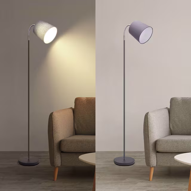 HLW LED LED Vloerlamp Aigi Rolo met E14 fitting - Mat Grijs Aluminium, Rond Lichtvenster HLW LED LED Vloerlamp Aigi Rolo met E14 fitting - Mat Grijs Aluminium, Rond Lichtvenster