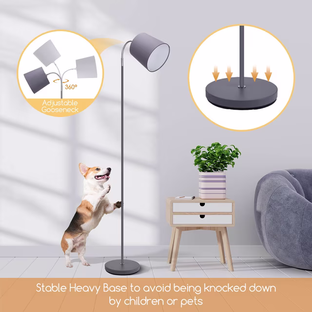 HLW LED LED Vloerlamp Aigi Rolo met E14 fitting - Mat Grijs Aluminium, Rond Lichtvenster HLW LED LED Vloerlamp Aigi Rolo met E14 fitting - Mat Grijs Aluminium, Rond Lichtvenster