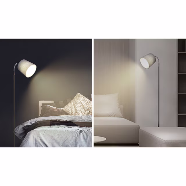 HLW LED LED Vloerlamp Aigi Rolo met E14 fitting - Mat Grijs Aluminium, Rond Lichtvenster HLW LED LED Vloerlamp Aigi Rolo met E14 fitting - Mat Grijs Aluminium, Rond Lichtvenster