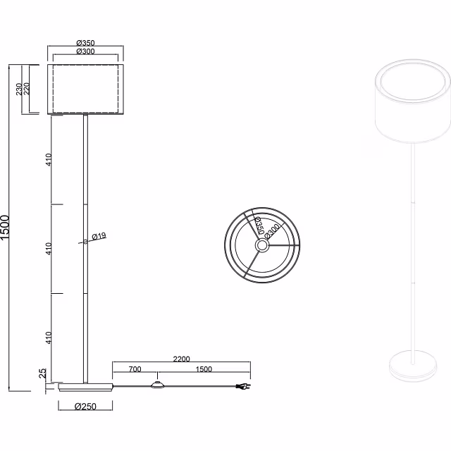 HLW LED LED Vloerlamp Mat Zwart - 40W LED Vloerverlichting met E27 Fitting en Voetschakelaar HLW LED LED Vloerlamp Mat Zwart - 40W LED Vloerverlichting met E27 Fitting en Voetschakelaar