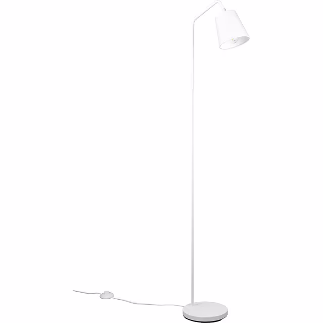 Verstelbare metalen vloerlamp met mat witte afwerking en E27 fitting voor witte LED-verlichting tot 25W Verstelbare metalen vloerlamp met mat witte afwerking en E27 fitting voor witte LED-verlichting tot 25W