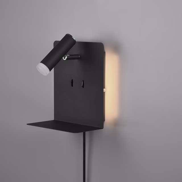 HLW LED LED Wandlamp 6W Warm Wit 2700K–3000K Mat Zwart met USB Oplaadfunctie HLW LED LED Wandlamp 6W Warm Wit 2700K–3000K Mat Zwart met USB Oplaadfunctie