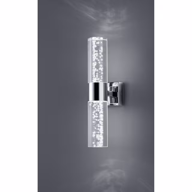 Ronde chroomkleurige LED wandlamp 6W met warm wit licht 3000K en IP44 bescherming Ronde chroomkleurige LED wandlamp 6W met warm wit licht 3000K en IP44 bescherming