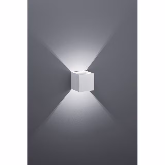 Mat grijze LED wandlamp met 4W vermogen en warm wit licht 3000K, licht naar boven en beneden gericht Mat grijze LED wandlamp met 4W vermogen en warm wit licht 3000K, licht naar boven en beneden gericht