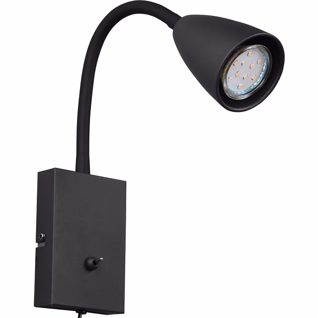 HLW LED LED Wandspot Mat Zwart met GU10 Fitting, Verstelbare Beam Angle & Aluminium