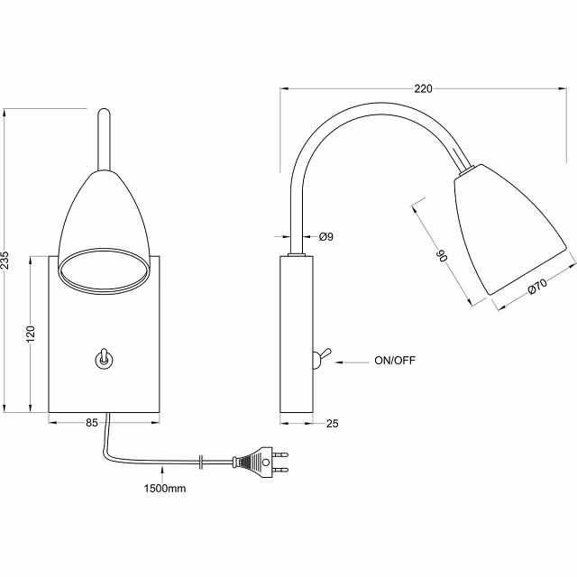 HLW LED LED Wandspot Mat Zwart met GU10 Fitting, Verstelbare Beam Angle & Aluminium