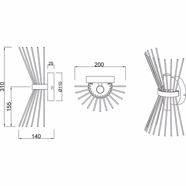 HLW LED LED Wandlamp Trion Drado - Rond Zwart Goud Metalen Vloerlamp, 2-lichts HLW LED LED Wandlamp Trion Drado - Rond Zwart Goud Metalen Vloerlamp, 2-lichts