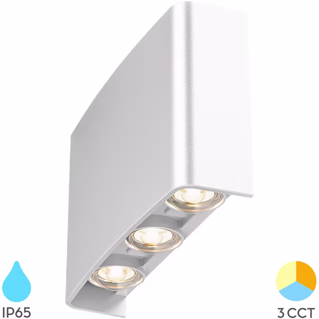 slanke LED wandlamp met up/down licht, 6W vermogen, 4200K neutraal wit, IP65 waterdicht