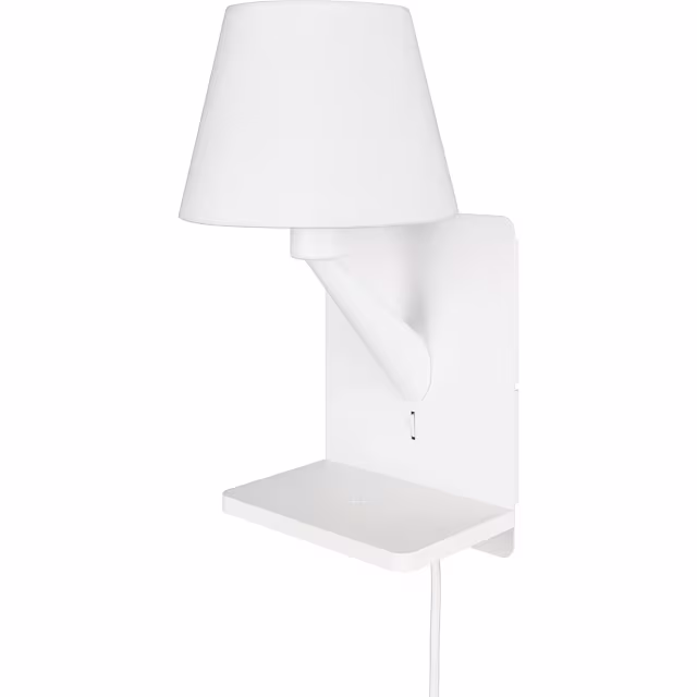 LED wandlamp | 40W | Mat wit | E14 | Qi-laadstation | USB-C Verlichting per ruimte LED wandlamp | 40W | Mat wit | E14 | Qi-laadstation | USB-C Verlichting per ruimte