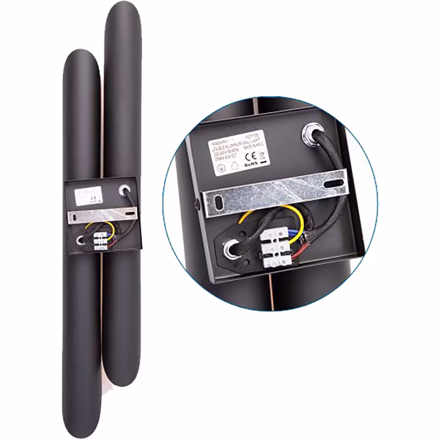 Mat zwarte LED wandlamp met gouden accenten, modern design, up&down licht, E27 fitting, 4x60W vermogen Mat zwarte LED wandlamp met gouden accenten, modern design, up&down licht, E27 fitting, 4x60W vermogen