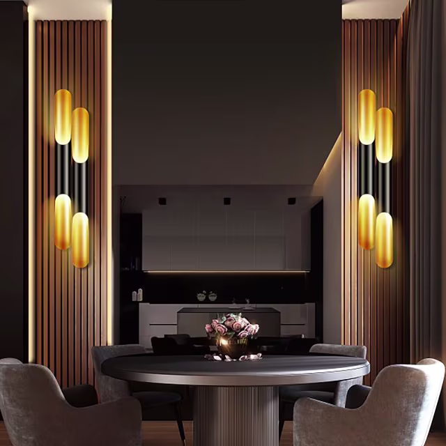 HLW LED LED Wall Lamp Matte Black/Gold Design - 4-light Up & Down LED Floor Lamp HLW LED LED Wall Lamp Matte Black/Gold Design - 4-light Up & Down LED Floor Lamp