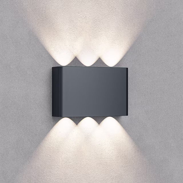 HLW LED LED Wandlamp & Vloerlamp 6W - Waterdicht IP65, Neutraal Wit, Verstelbare Beam Angle, Zwart & Wit