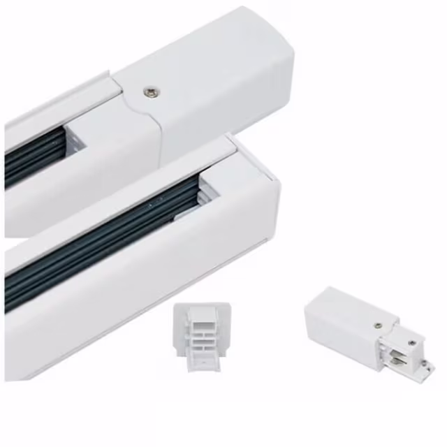 Witte 3-fase spanningsrail van 2 meter aluminium met voedingsconnector en eindstukken IP20 bescherming Witte 3-fase spanningsrail van 2 meter aluminium met voedingsconnector en eindstukken IP20 bescherming