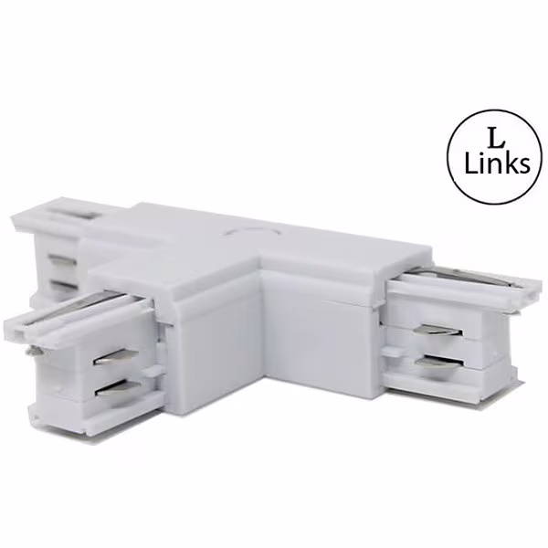 Witte links-uitvoering spanningsrail doorverbinder geschikt voor 220-240V binnenverlichting Witte links-uitvoering spanningsrail doorverbinder geschikt voor 220-240V binnenverlichting