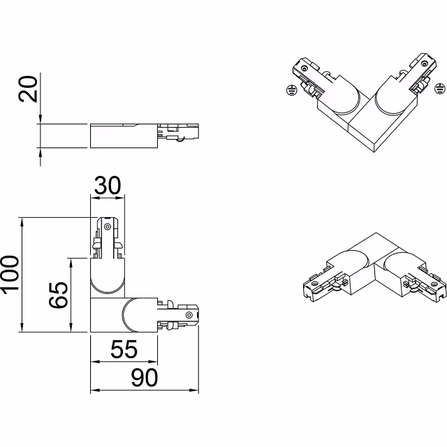 HLW LED Spanningsrail Doorverbinder Mat Zwart - Zwarte Vloerlamp met Beam Angle Verstelbaar HLW LED Spanningsrail Doorverbinder Mat Zwart - Zwarte Vloerlamp met Beam Angle Verstelbaar