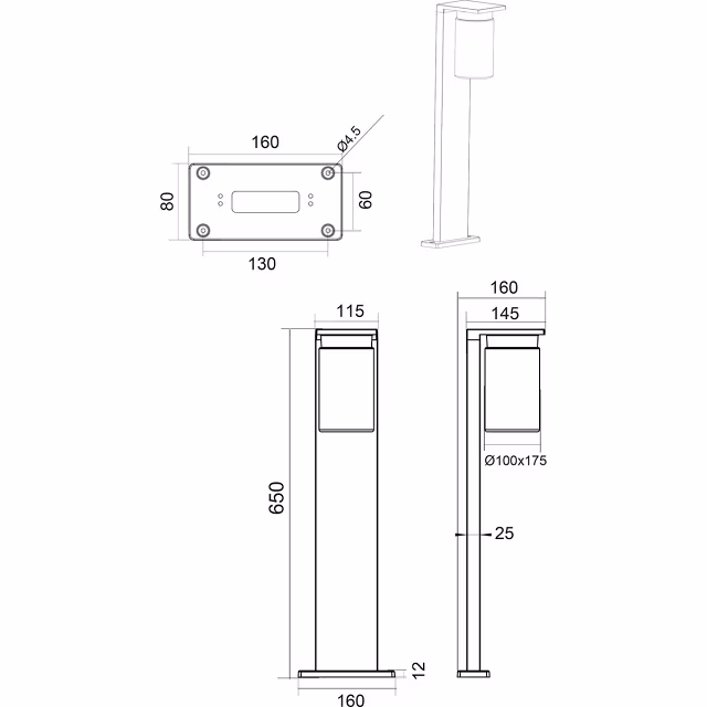 HLW LED LED Tuinverlichting met Dag en Nacht Sensor - Staande Buitenlamp - Trion Ardola - E27 Fitting - Spatwaterdicht IP44 - Rechthoek - Mat Zwart - Aluminium HLW LED LED Tuinverlichting met Dag en Nacht Sensor - Staande Buitenlamp - Trion Ardola - E27 Fitting - Spatwaterdicht IP44 - Rechthoek - Mat Zwart - Aluminium
