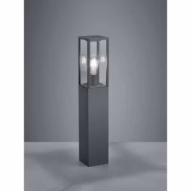 Staande buitenlamp in mat antraciet aluminium met E27 fitting geschikt tot 60W LED verlichting Staande buitenlamp in mat antraciet aluminium met E27 fitting geschikt tot 60W LED verlichting