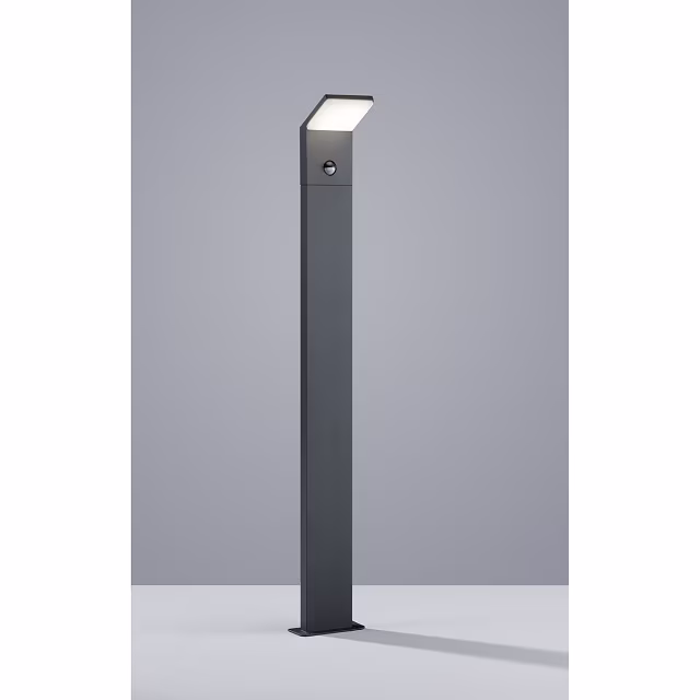 Staande mat antraciete LED tuinverlichting met bewegingssensor, 8W warm wit licht, waterdicht IP54, aluminium behuizing Staande mat antraciete LED tuinverlichting met bewegingssensor, 8W warm wit licht, waterdicht IP54, aluminium behuizing