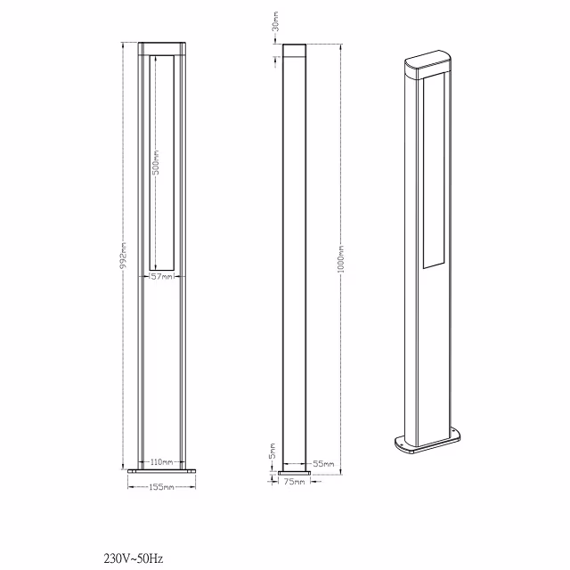 HLW LED LED Tuinverlichting - Buitenlamp - Trion Rhinon XL - Staand - 10W - Mat Antraciet - Aluminium