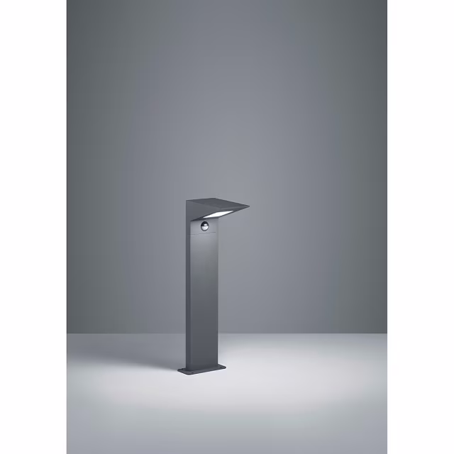 Mat antraciete rechthoekige LED vloerlamp voor buiten met bewegingssensor, 8W en warm wit licht 3000K