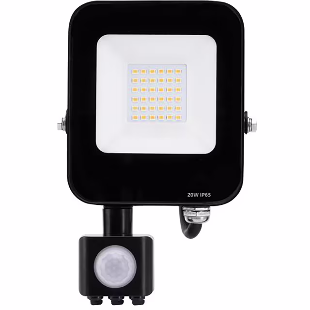 LED Bouwlamp met Bewegingssensor - Mat Zwart - 20W - IP65 Buitenverlichting LED Bouwlamp met Bewegingssensor - Mat Zwart - 20W - IP65 Buitenverlichting