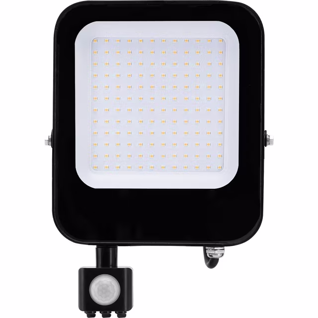 LED Bouwlamp 100W met Sensor - Mat Zwart, Waterdicht IP65 Buitenverlichting LED Bouwlamp 100W met Sensor - Mat Zwart, Waterdicht IP65 Buitenverlichting