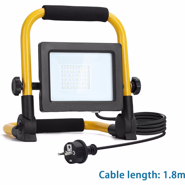 Verstelbare waterdichte LED bouwlamp 20W met statief en stekker, koud wit licht 6500K, 1850 lumen Verstelbare waterdichte LED bouwlamp 20W met statief en stekker, koud wit licht 6500K, 1850 lumen