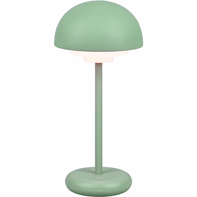 LED Tafellamp met Oplaadbare Batterijen - Trion Berna - 2W - Warm Wit 3000K - Spatwaterdicht IP44 - Dimbaar - Rond - Mat Groen - Kunststof Binnenverlichting LED Tafellamp met Oplaadbare Batterijen - Trion Berna - 2W - Warm Wit 3000K - Spatwaterdicht IP44 - Dimbaar - Rond - Mat Groen - Kunststof Binnenverlichting