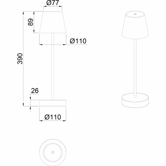 HLW LED LED Tafellamp met Oplaadbare Batterijen - Trion Marty - 2.2W - Aanpasbare Kleurtemperatuur - Dimbaar - Spatwaterdicht IP44 - Rond - Zwart HLW LED LED Tafellamp met Oplaadbare Batterijen - Trion Marty - 2.2W - Aanpasbare Kleurtemperatuur - Dimbaar - Spatwaterdicht IP44 - Rond - Zwart