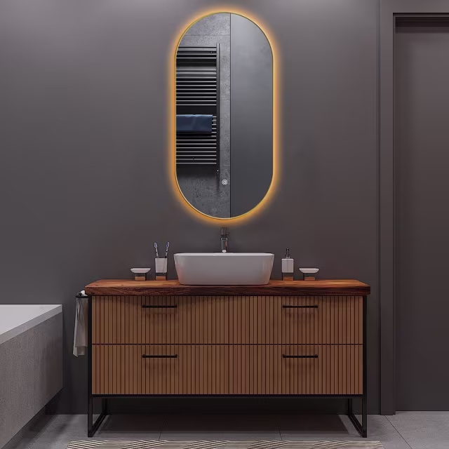 LED Spiegel 50x100cm Goud | Verwarming & Dimbaar | 220-250V Verlichting per ruimte LED Spiegel 50x100cm Goud | Verwarming & Dimbaar | 220-250V Verlichting per ruimte