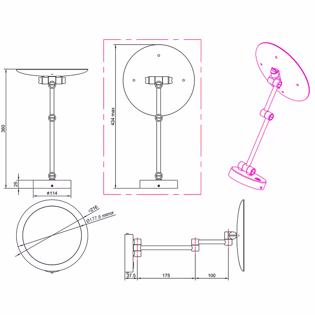 HLW LED LED Mirror Ø21cm | 3W Warm White 3000K | 3x Magnification | IP44 HLW LED LED Mirror Ø21cm | 3W Warm White 3000K | 3x Magnification | IP44