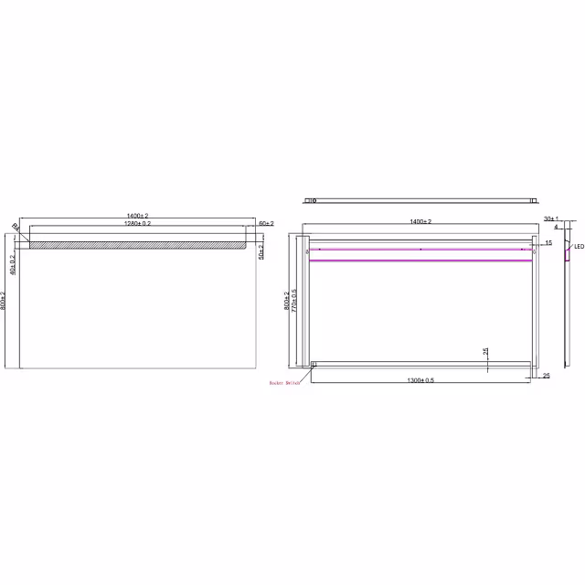 Rechthoekige LED badkamerspiegel 140x80 cm met 15W licht en verstelbare lichthoek in koel wit 6400K Rechthoekige LED badkamerspiegel 140x80 cm met 15W licht en verstelbare lichthoek in koel wit 6400K