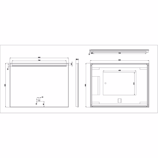 Dimbare LED spiegel 80x60cm met anti-condens functie en verstelbare kleurtemperatuur van 3000-6400K Dimbare LED spiegel 80x60cm met anti-condens functie en verstelbare kleurtemperatuur van 3000-6400K