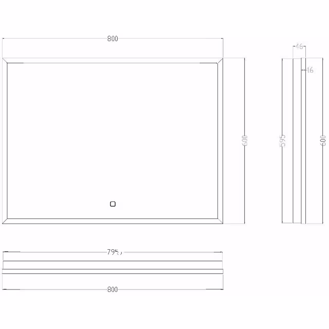 Wiesbaden LED Mirror 80x60cm | 30W | Matte Black | Dimmable, Heated Wiesbaden LED Mirror 80x60cm | 30W | Matte Black | Dimmable, Heated