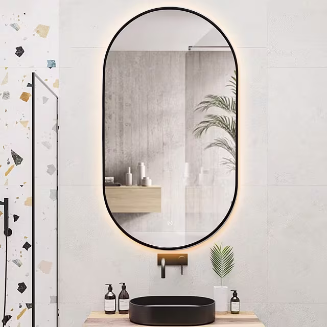 HLW LED LED Mirror 40x75cm | 18W | Black | Dimmable | Heating HLW LED LED Mirror 40x75cm | 18W | Black | Dimmable | Heating