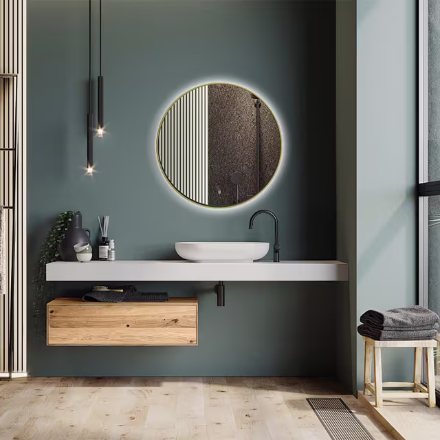 LED Spiegel 100cm | 24W | Goud | Dimbaar, Verwarming, Touch Verlichting per ruimte LED Spiegel 100cm | 24W | Goud | Dimbaar, Verwarming, Touch Verlichting per ruimte