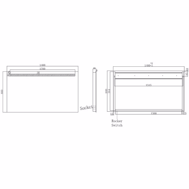 Rechthoekige LED badkamerspiegel 140x80 cm met 15W daglichtverlichting en geïntegreerd stopcontact