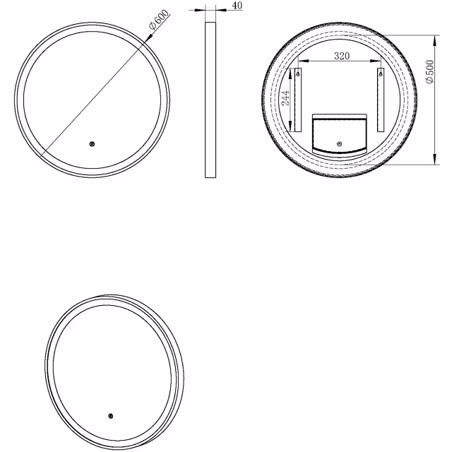 Xellanz LED Mirror 60cm Round | 24W | Dimmable & Touch | Matte Black Xellanz LED Mirror 60cm Round | 24W | Dimmable & Touch | Matte Black