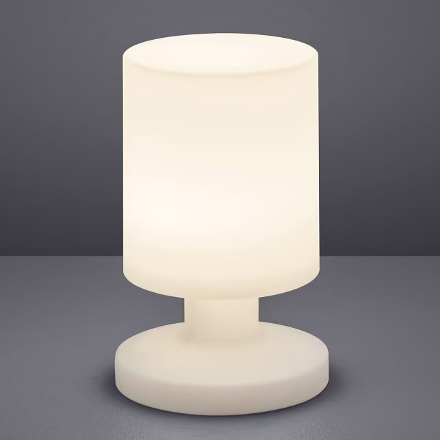 Ronde witte LED tafellamp met spatwaterdichte kunststof kap en USB-oplaadfunctie, 1W, 90 lumen, warm wit licht 3000K Ronde witte LED tafellamp met spatwaterdichte kunststof kap en USB-oplaadfunctie, 1W, 90 lumen, warm wit licht 3000K