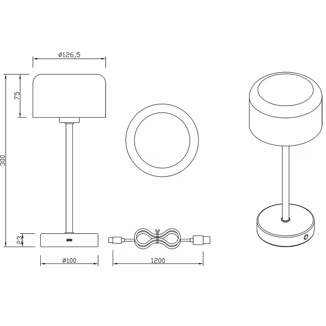 HLW LED LED Tafellamp en Witte Metalen met Warm Wit 2700K-3000K - 1.5W LED HLW LED LED Tafellamp en Witte Metalen met Warm Wit 2700K-3000K - 1.5W LED