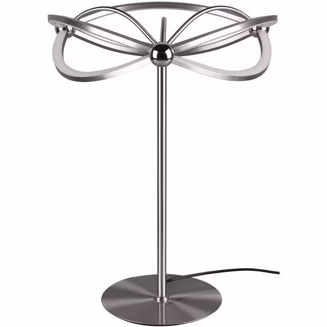 Ronde dimbare LED tafellamp van mat nikkel aluminium met 20W vermogen en warm wit licht 3000K Ronde dimbare LED tafellamp van mat nikkel aluminium met 20W vermogen en warm wit licht 3000K