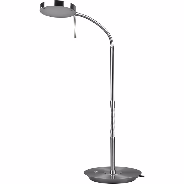Ronde mat nikkel LED tafellamp van aluminium met 12W vermogen en 3000K warm wit licht Ronde mat nikkel LED tafellamp van aluminium met 12W vermogen en 3000K warm wit licht